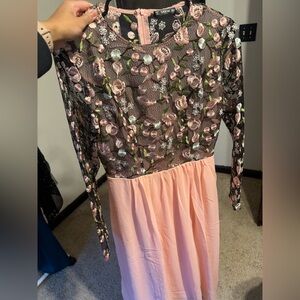 SHEIN Floral Embroidered Mesh Top